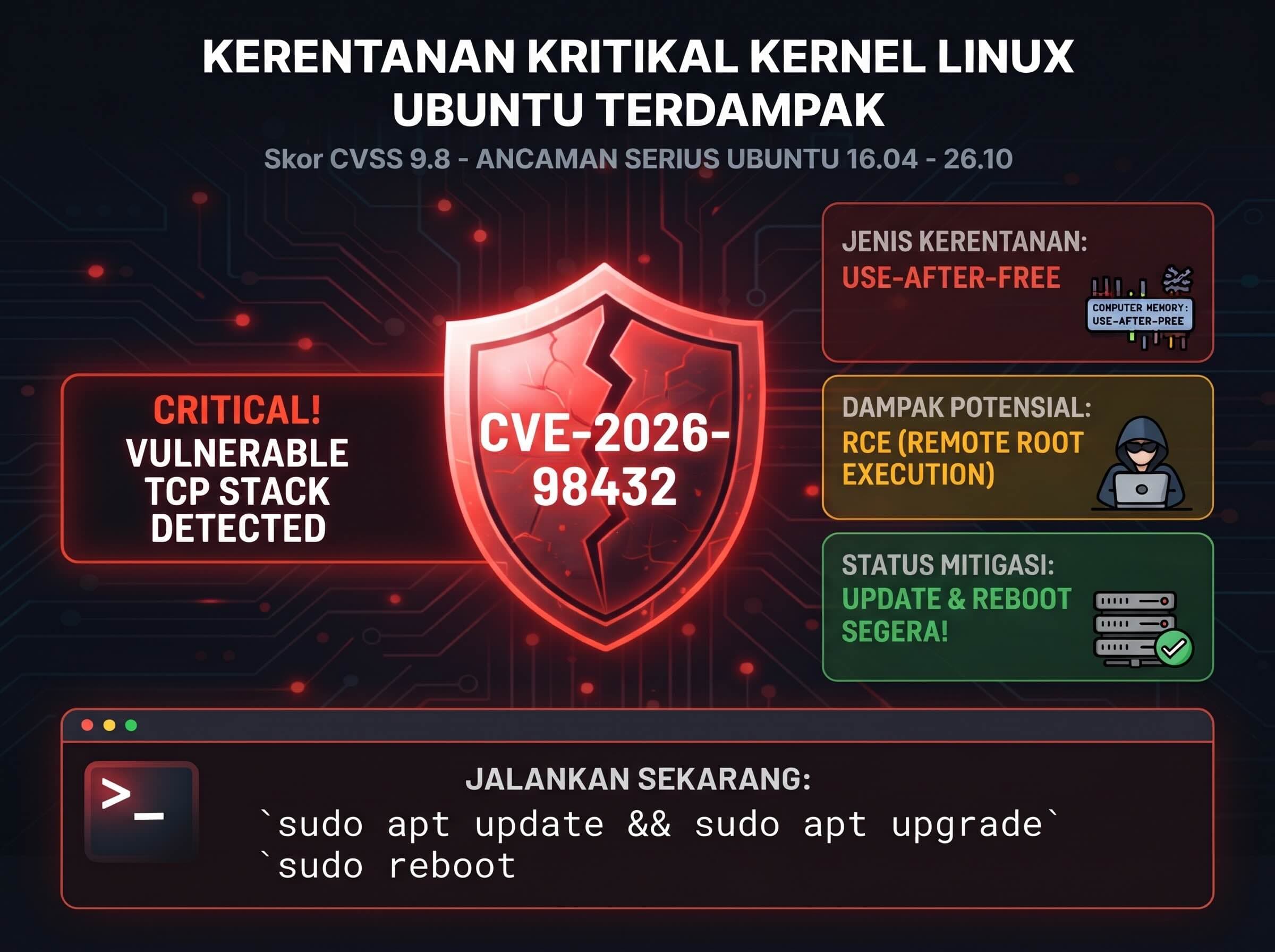 Kerentanan Kritikal Kernel Linux Ubuntu CVE-2026-98432: Skor CVSS 9.8 & Cara Mitigasi